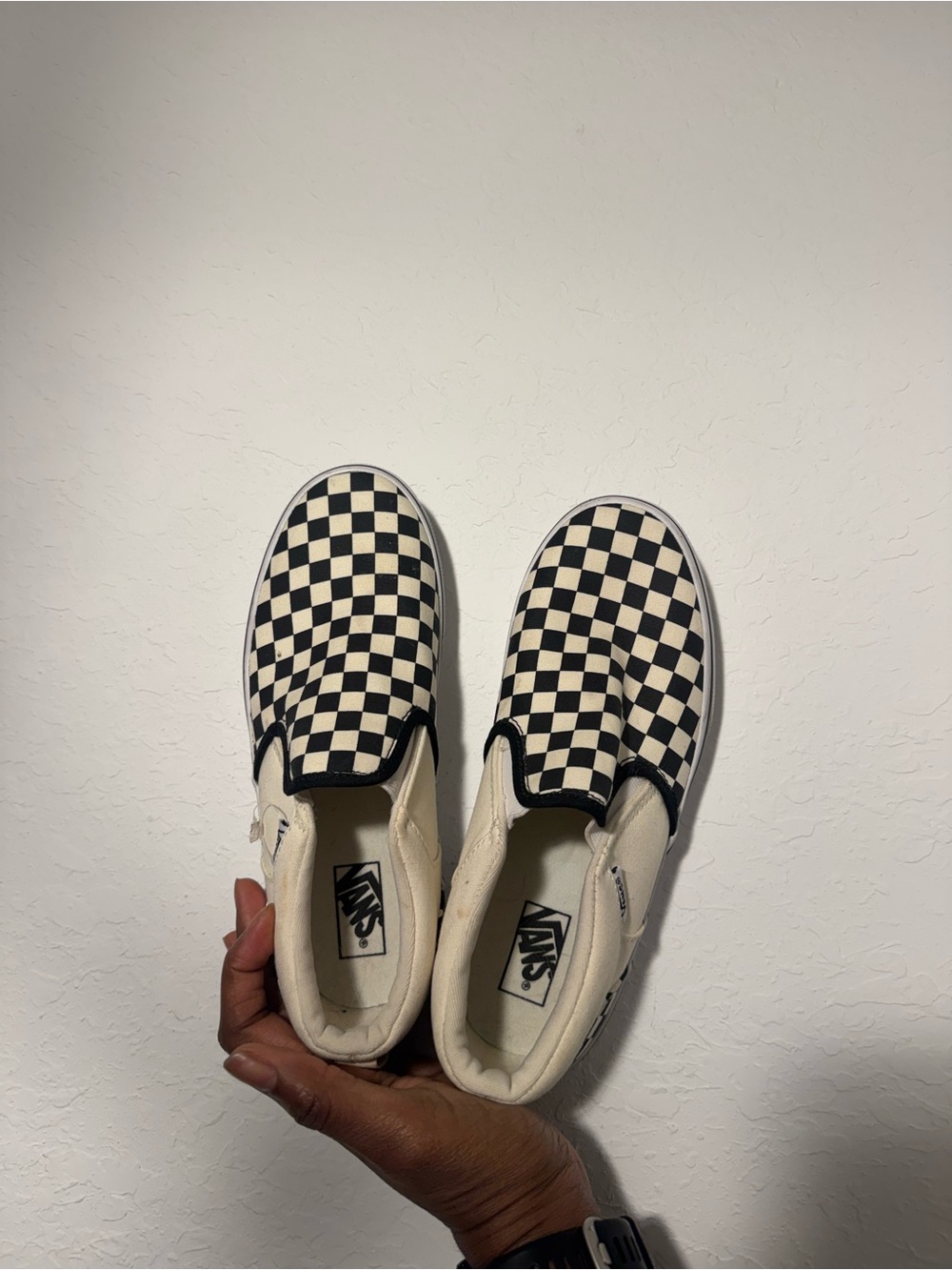 Vans Kids Checkerboard Slip-On Sneakers - Black & Cream